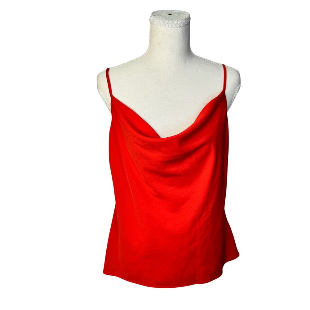 Cowl Neck Camisole Red Satin Slip Tank Women's 8 Y2K Summer Party Date Night - Picture 2 of 16